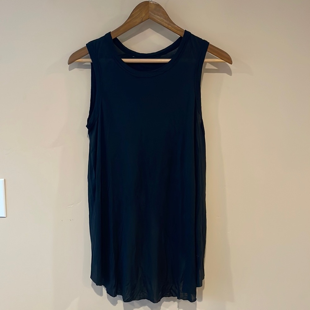 Silk black tank with cross cross open back